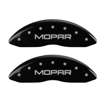 Picture of MGP Front set 2 Caliper Covers Engraved Front MOPAR Black finish silver ch