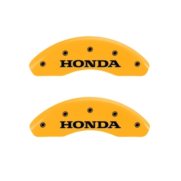 Picture of MGP Front set 2 Caliper Covers Engraved Front Honda Yellow finish black ch