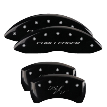 Picture of MGP 4 Caliper Covers Engraved Front Block/Challenger Engraved Rear Vintage Style/RT Blk fnsh slvr ch