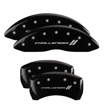 Picture of MGP 4 Caliper Covers Engraved Front & Rear With stripes/Challenger Black finish silver ch