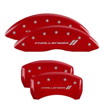 Picture of MGP 4 Caliper Covers Engraved Front & Rear With stripes/Challenger Red finish silver ch