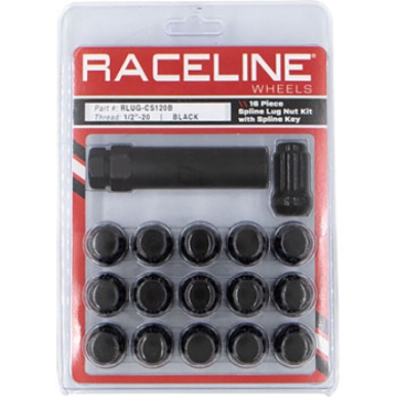 Picture of Raceline Spline Lug Nut Kit with Spline Key 1/2in-20 - 16 Pack - Black
