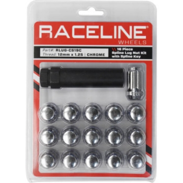 Picture of Raceline Spline Lug Nut Kit with Spline Key 12 x 1.25 - 16 Pack - Chrome