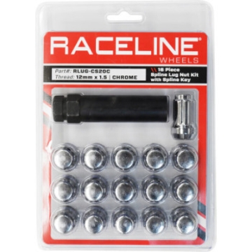 Picture of Raceline Spline Lug Nut Kit with Spline Key 12 x 1.5 - 16 Pack - Chrome