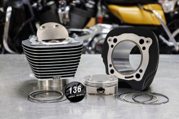 Picture of S&S Cycle 2017+ M8 Models 132in/136in Big Bore Cylinder Kit +8.5cc Dome (Blk w/ Fins) - 4.320in Bore