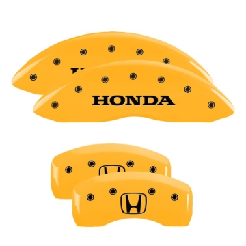 Picture of MGP 4 Caliper Covers Engraved Front Honda Engraved Rear H Logo Yellow finish black ch