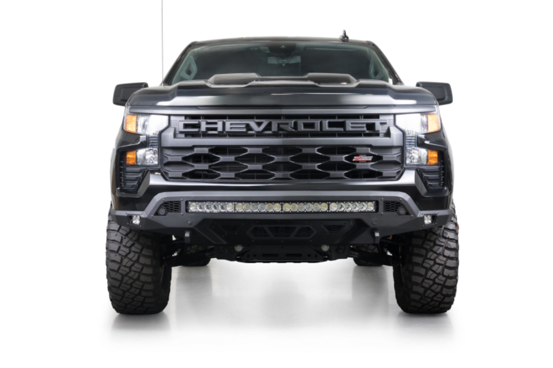 Picture of Addictive Desert Designs 22-25 Chevy Silverado 1500 Stealth Fighter Front Bumper w/ Winch Mount