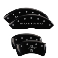 Picture of MGP 4 Caliper Covers Engraved Front Mustang Engraved Rear Bar & Pony Black finish silver ch