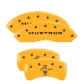 Picture of MGP 4 Caliper Covers Engraved Front Mustang Engraved Rear Bar & Pony Yellow finish black ch