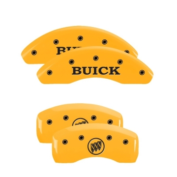 Picture of MGP 4 Caliper Covers Engraved Front Buick Engraved Rear Buick Shield Yellow finish black ch