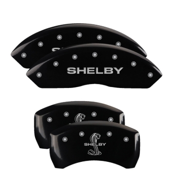 Picture of MGP 4 Caliper Covers Engraved Front Shelby Engraved Rear Tiffany Snake Black finish silver ch
