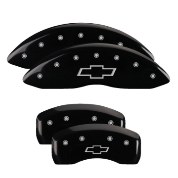Picture of MGP 4 Caliper Covers Engraved Front & Rear Bowtie Black finish silver ch