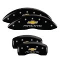 Picture of MGP 4 Caliper Covers Engraved Front & Rear Chevy racing Black finish silver ch