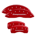 Picture of MGP 4 Caliper Covers Engraved Front & Rear Impala Red finish silver ch