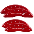 Picture of MGP 4 Caliper Covers Engraved Front & Rear With stripes/Dodge Red finish silver ch