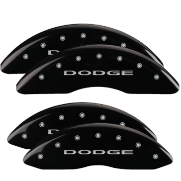 Picture of MGP 4 Caliper Covers Engraved Front & Rear With out stripes/Dodge Black finish silver ch