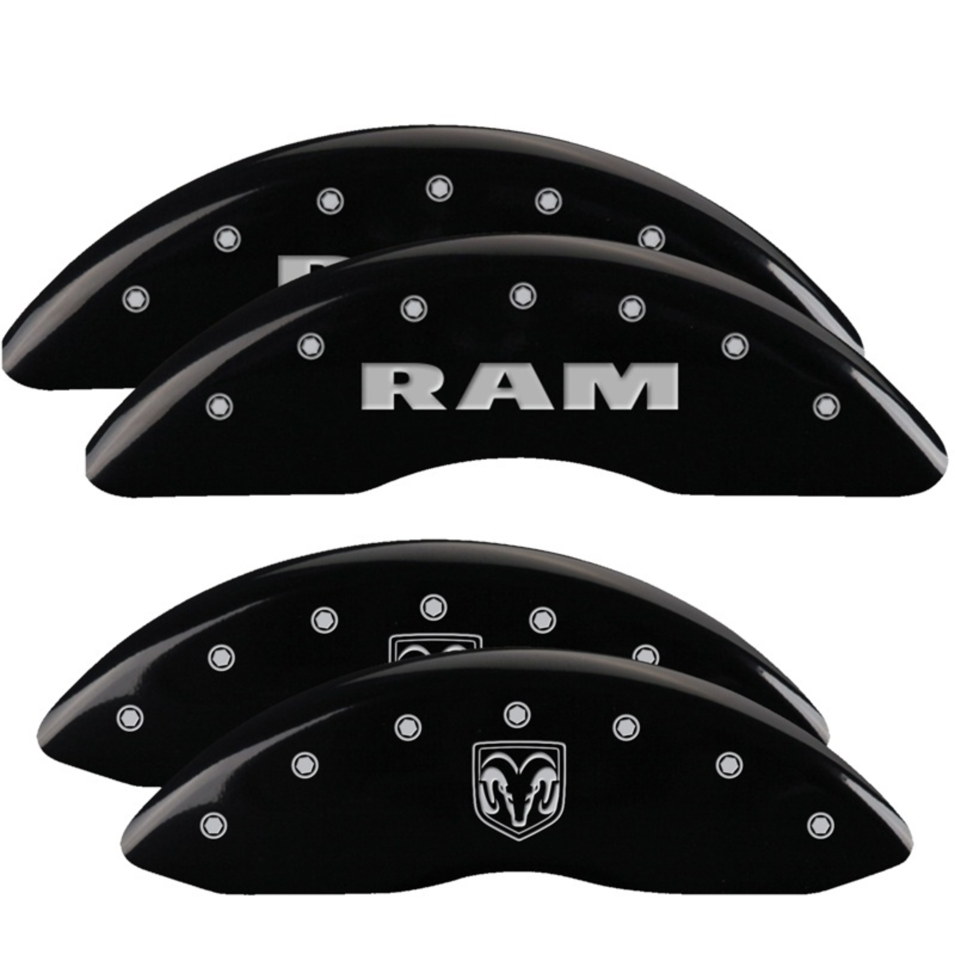 Picture of MGP 4 Caliper Covers Engraved Front RAM Engraved Rear RAMHEAD Black finish silver ch