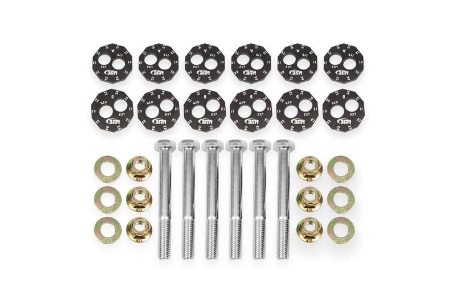 Picture of BMR 97-04 Chevrolet Corvette C5 Front & Rear Lower Control Arms Camber Bolt Kit - Black Anodized