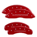 Picture of MGP 4 Caliper Covers Engraved Front & Rear Gen 5/Camaro Red finish silver ch