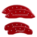 Picture of MGP 4 Caliper Covers Engraved Front Gen 5/Camaro Engraved Rear Gen 5/RS Red finish silver ch