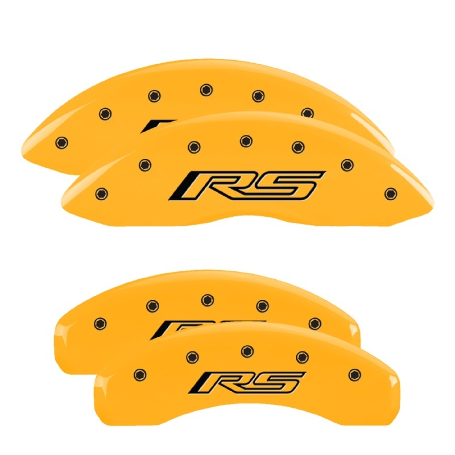Picture of MGP 4 Caliper Covers Engraved Front & Rear Gen 5/RS Yellow finish black ch
