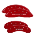 Picture of MGP 4 Caliper Covers Engraved Front Gen 5/Camaro Engraved Rear Gen 5/Z28 Red finish silver ch