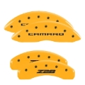 Picture of MGP 4 Caliper Covers Engraved Front Gen 5/Camaro Engraved Rear Gen 5/Z28 Yellow finish black ch
