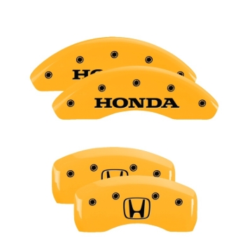 Picture of MGP 4 Caliper Covers Engraved Front Honda Engraved Rear H Logo Yellow finish black ch