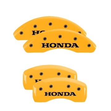 Picture of MGP 4 Caliper Covers Engraved Front & Rear Honda Yellow finish black ch