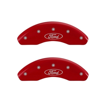 Picture of MGP Front set 2 Caliper Covers Engraved Front Oval logo/Ford Red finish silver ch