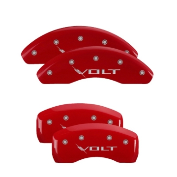 Picture of MGP 4 Caliper Covers Engraved Front & Rear Volt Red finish silver ch