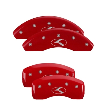 Picture of MGP 4 Caliper Covers Engraved Front & Rear Circle K/Kia Red finish silver ch