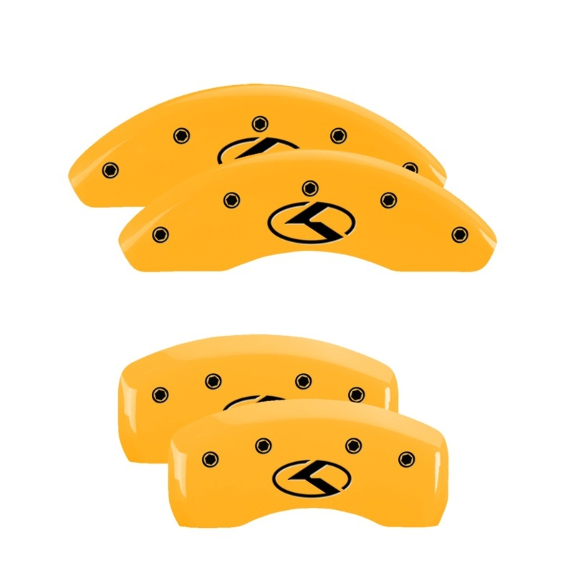 Picture of MGP 4 Caliper Covers Engraved Front & Rear Circle K/Kia Yellow finish black ch