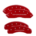 Picture of MGP 4 Caliper Covers Engraved Front & Rear With out stripes/Dodge Red finish silver ch