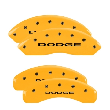 Picture of MGP 4 Caliper Covers Engraved Front & Rear With out stripes/Dodge Yellow finish black ch