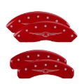 Picture of MGP 4 Caliper Covers Engraved Front & Rear Style 1/Chrysler Wing Red finish silver ch