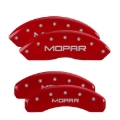 Picture of MGP 4 Caliper Covers Engraved Front & Rear MOPAR Red finish silver ch