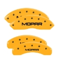 Picture of MGP 4 Caliper Covers Engraved Front & Rear MOPAR Yellow finish black ch