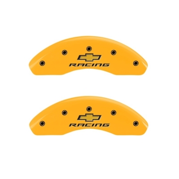 Picture of MGP Front set 2 Caliper Covers Engraved Front Chevy racing Yellow finish black ch