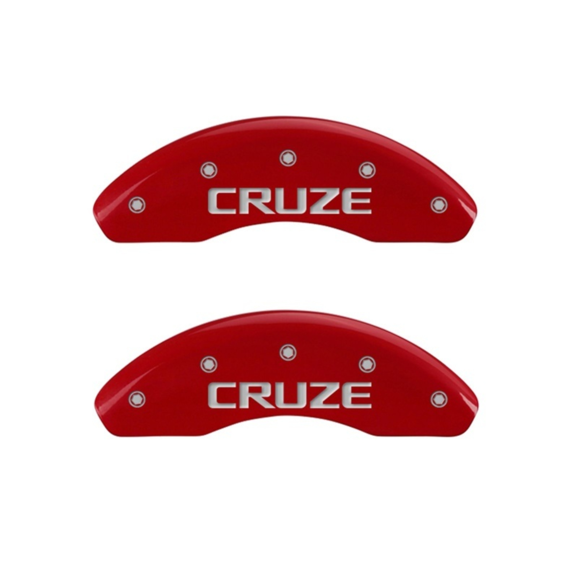 Picture of MGP Front set 2 Caliper Covers Engraved Front Cruze Red finish silver ch