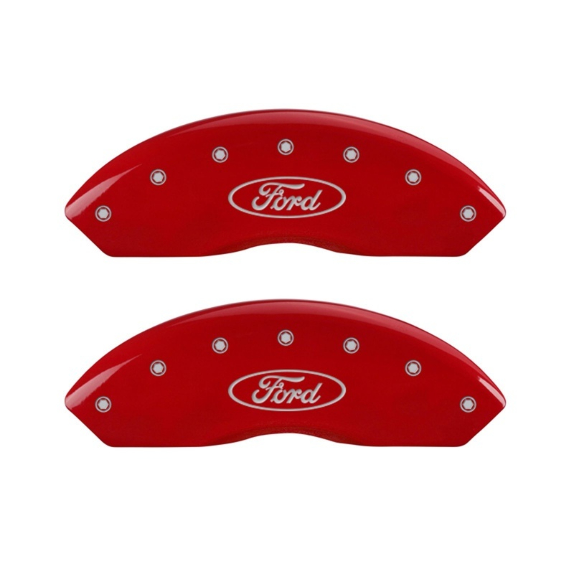 Picture of MGP Front set 2 Caliper Covers Engraved Front Oval logo/Ford Red finish silver ch