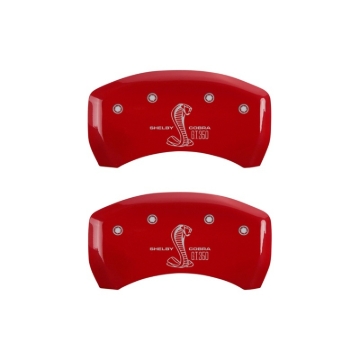 Picture of MGP Rear set 2 Caliper Covers Engraved Rear GT350 Shelby & Cobra Red finish silver ch