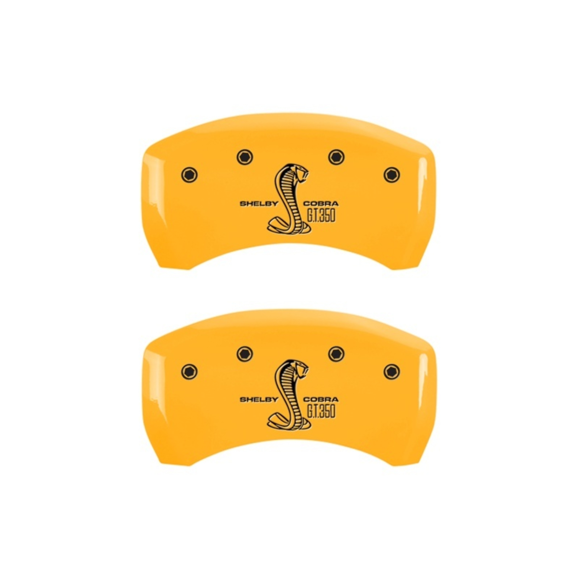 Picture of MGP Rear set 2 Caliper Covers Engraved Rear GT350 Shelby & Cobra Yellow finish black ch