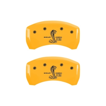 Picture of MGP Rear set 2 Caliper Covers Engraved Rear GT350 Shelby & Cobra Yellow finish black ch