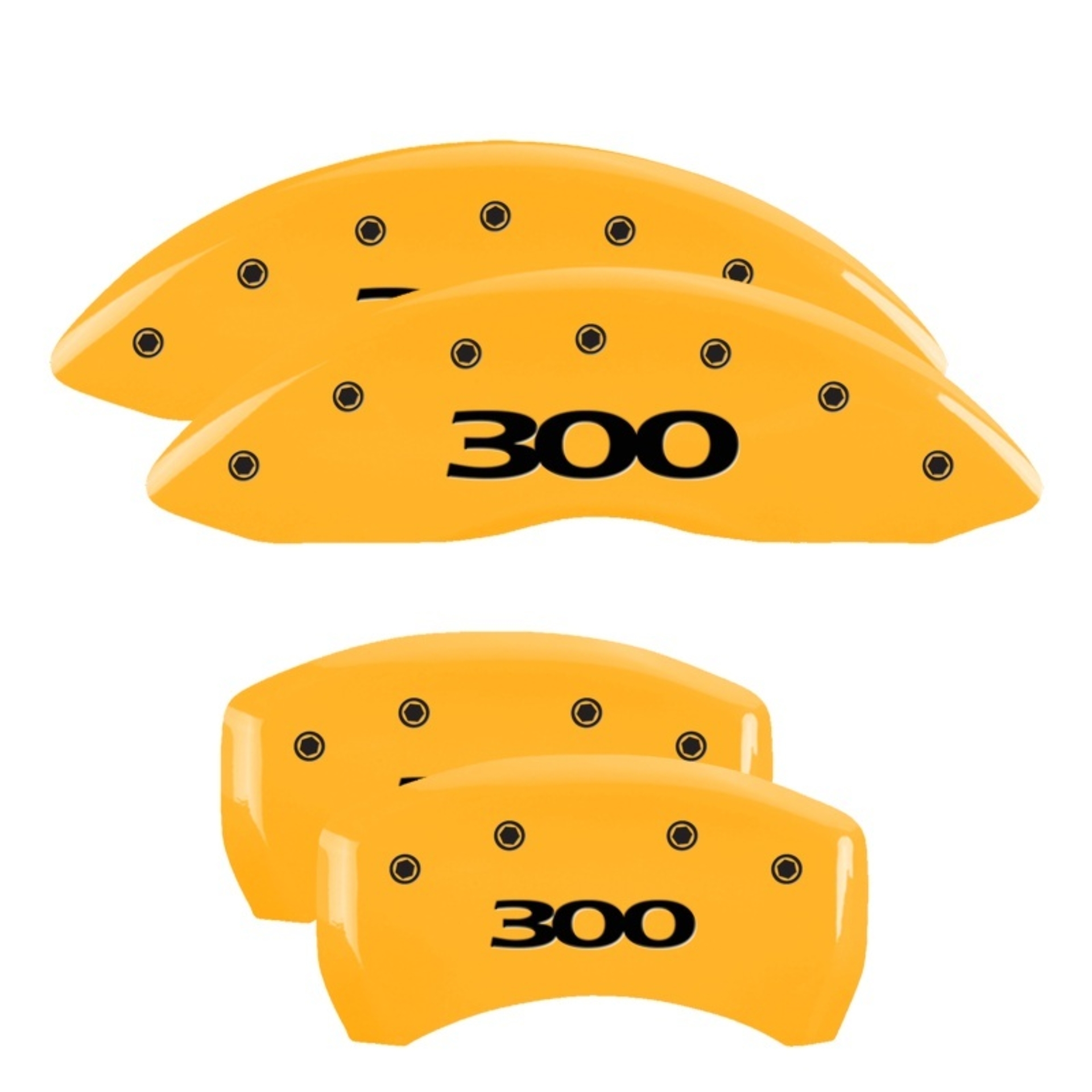 Picture of MGP 4 Caliper Covers Engraved Front & Rear 300 Yellow finish black ch