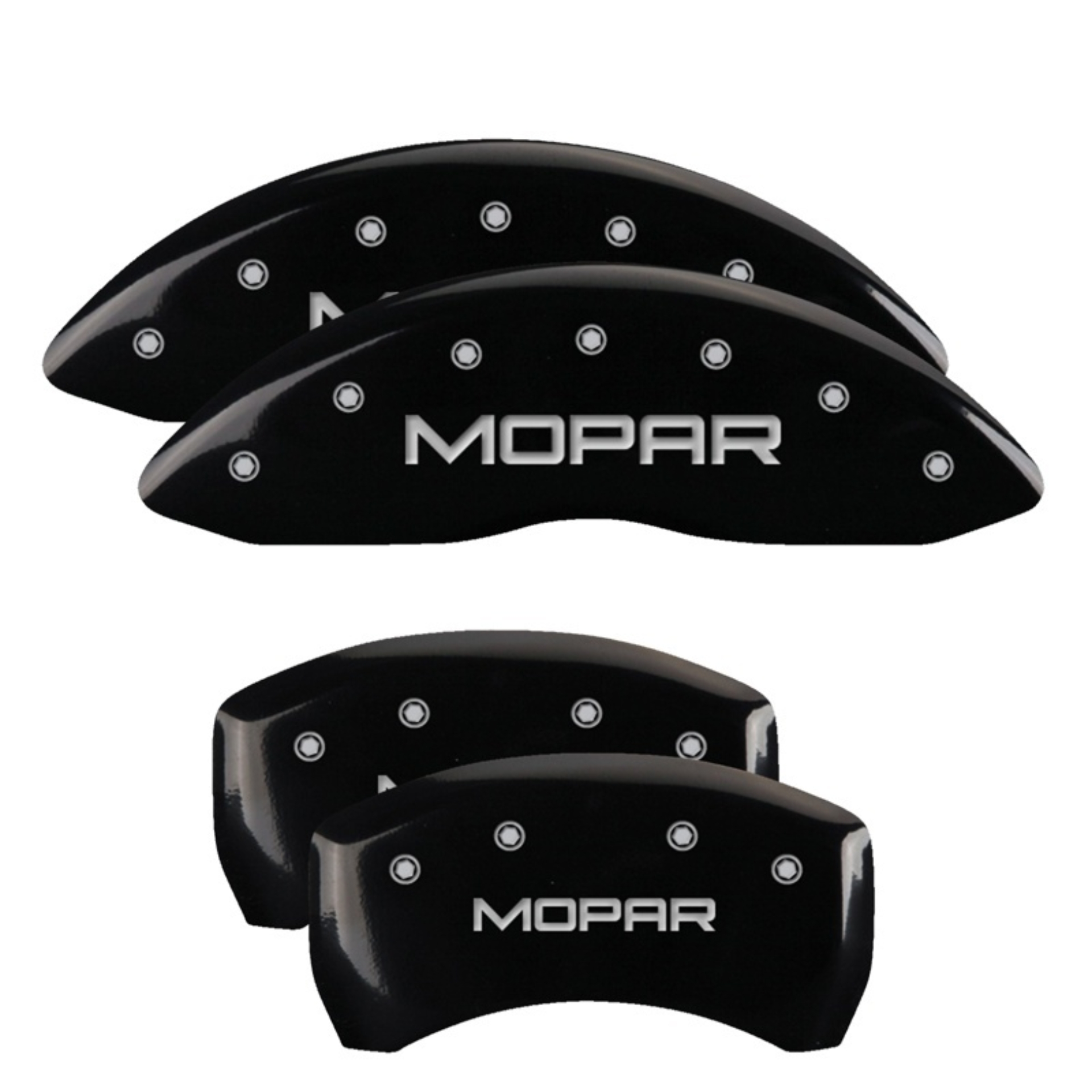 Picture of MGP 4 Caliper Covers Engraved Front & Rear MOPAR Black finish silver ch
