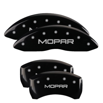 Picture of MGP 4 Caliper Covers Engraved Front & Rear MOPAR Black finish silver ch