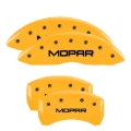 Picture of MGP 4 Caliper Covers Engraved Front & Rear MOPAR Yellow finish black ch