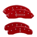 Picture of MGP 4 Caliper Covers Engraved Front Lincoln Engraved Rear Star logo Red finish silver ch