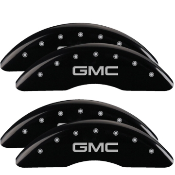 Picture of MGP 4 Caliper Covers Engraved Front & Rear GMC Black finish silver ch